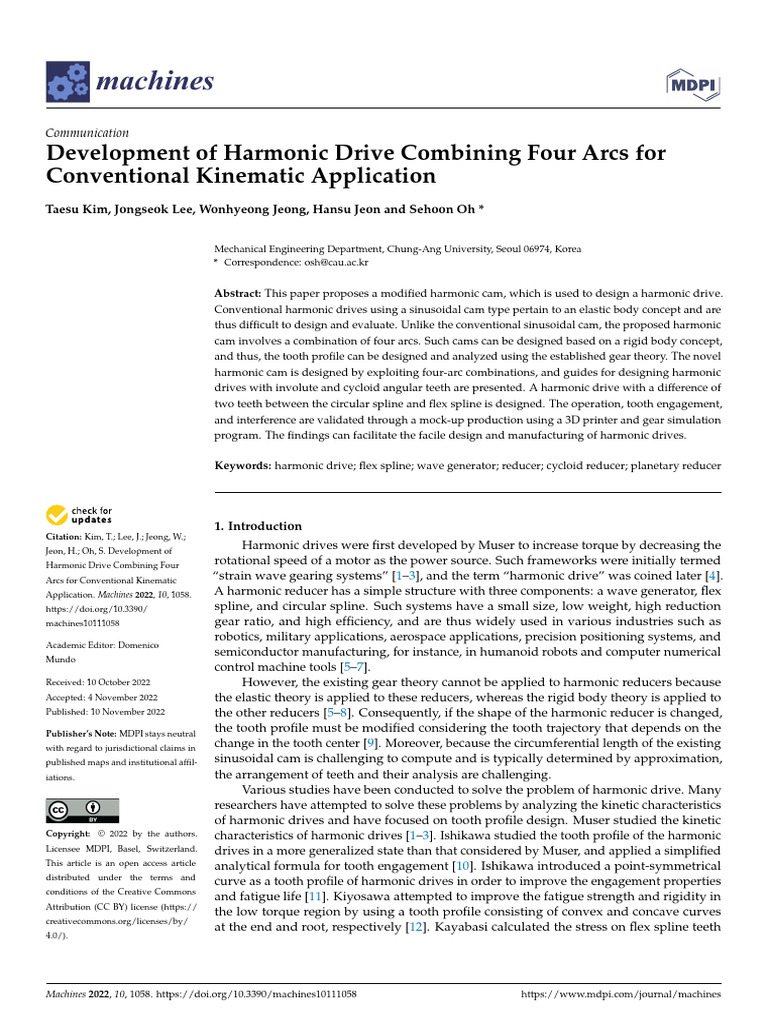 Development of Harmonic Drive Combining Four Arcs | PDF