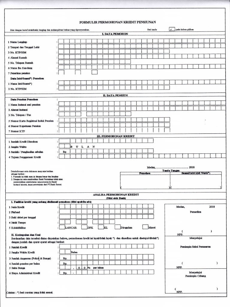 Formulir Permohonan Kredit Pensiun Pdf