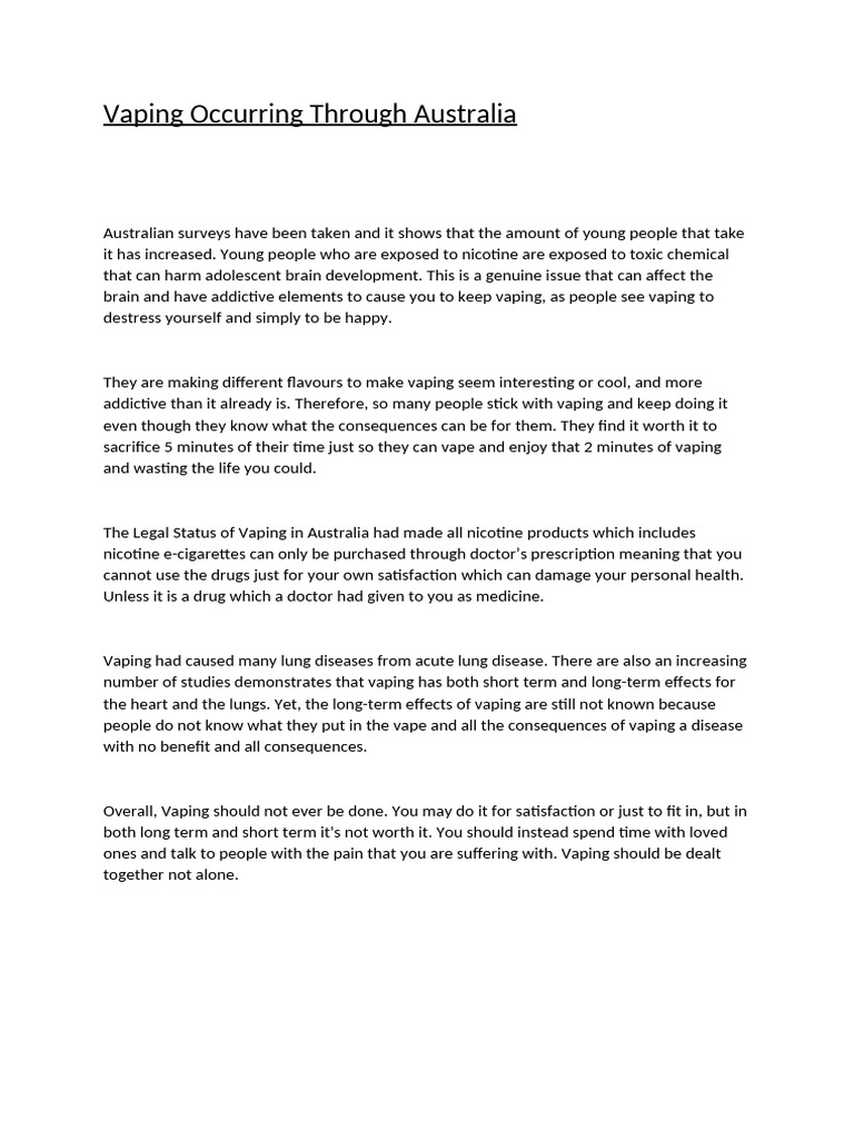Vaping Problems In Australia Pdf