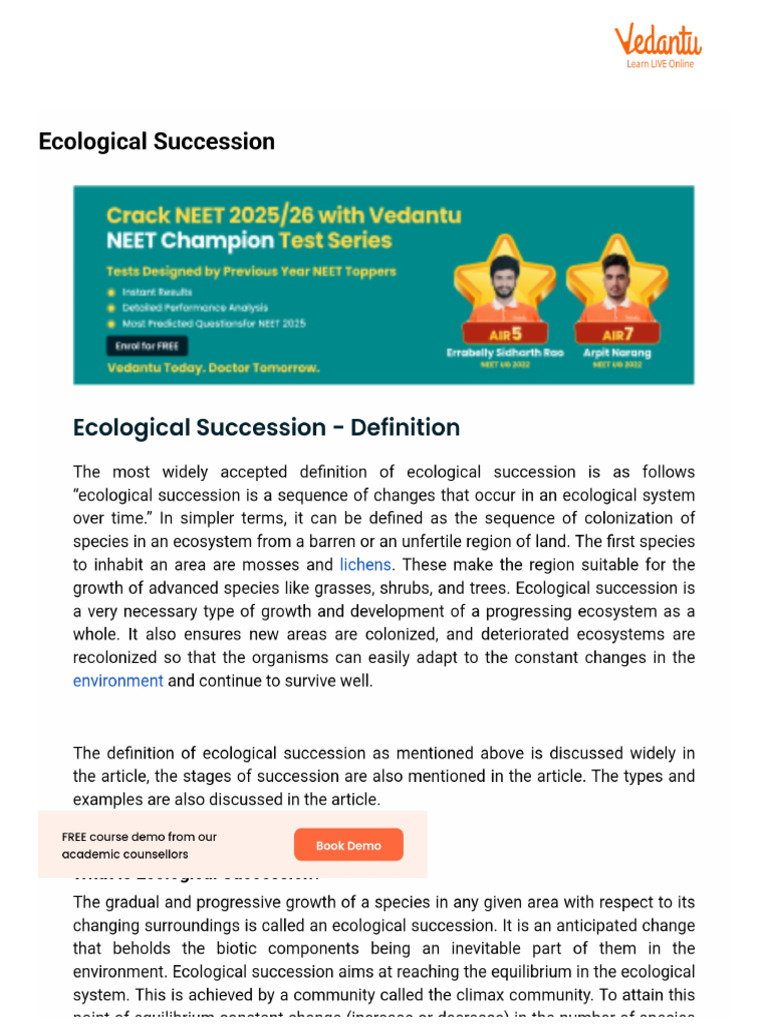 Ecological Succession | PDF