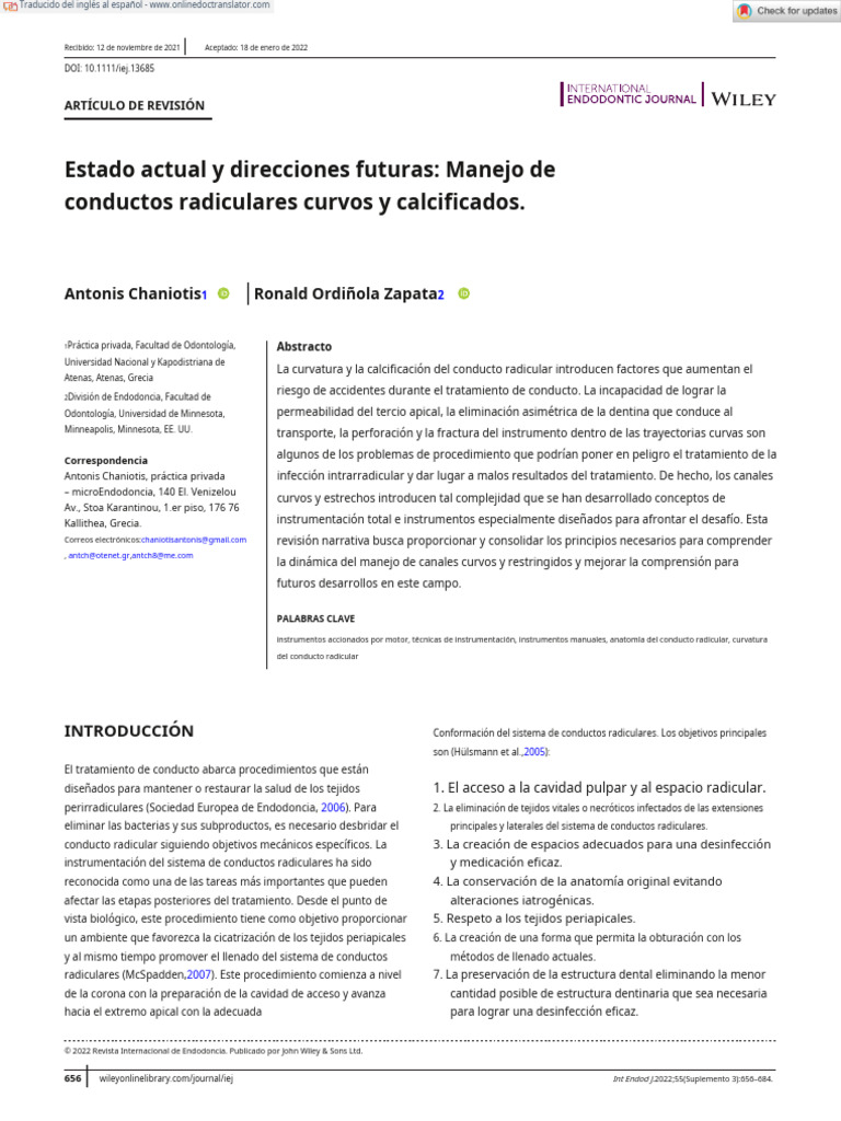 Int Endodontic J - 2022 - Chaniotis - Present Status and Future ...