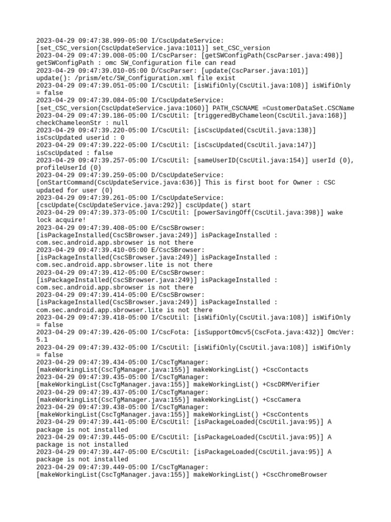CSC Update Log | PDF