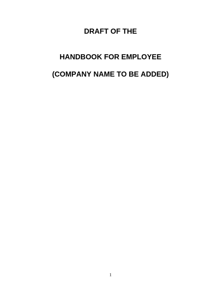 Draft Employee Hand Book | PDF