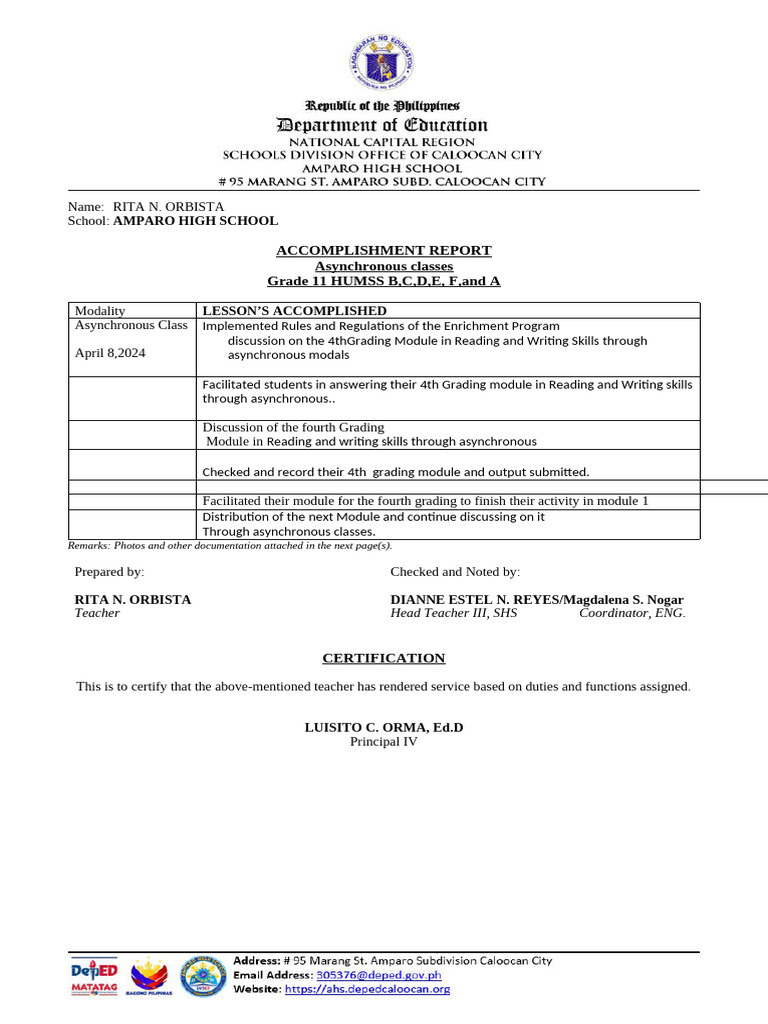 2024 Accomplishment Report | PDF