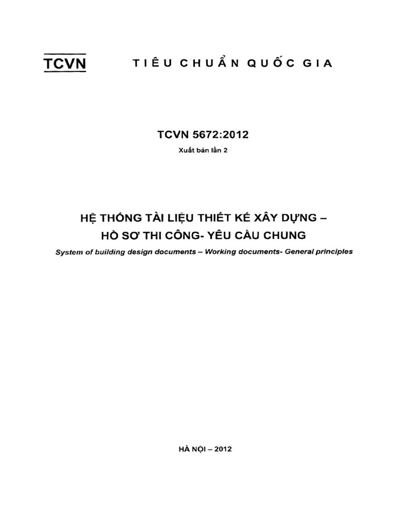 Tcvn 5672 2012 he thong tai lieu thiet ke xay dung ho so thi cong
