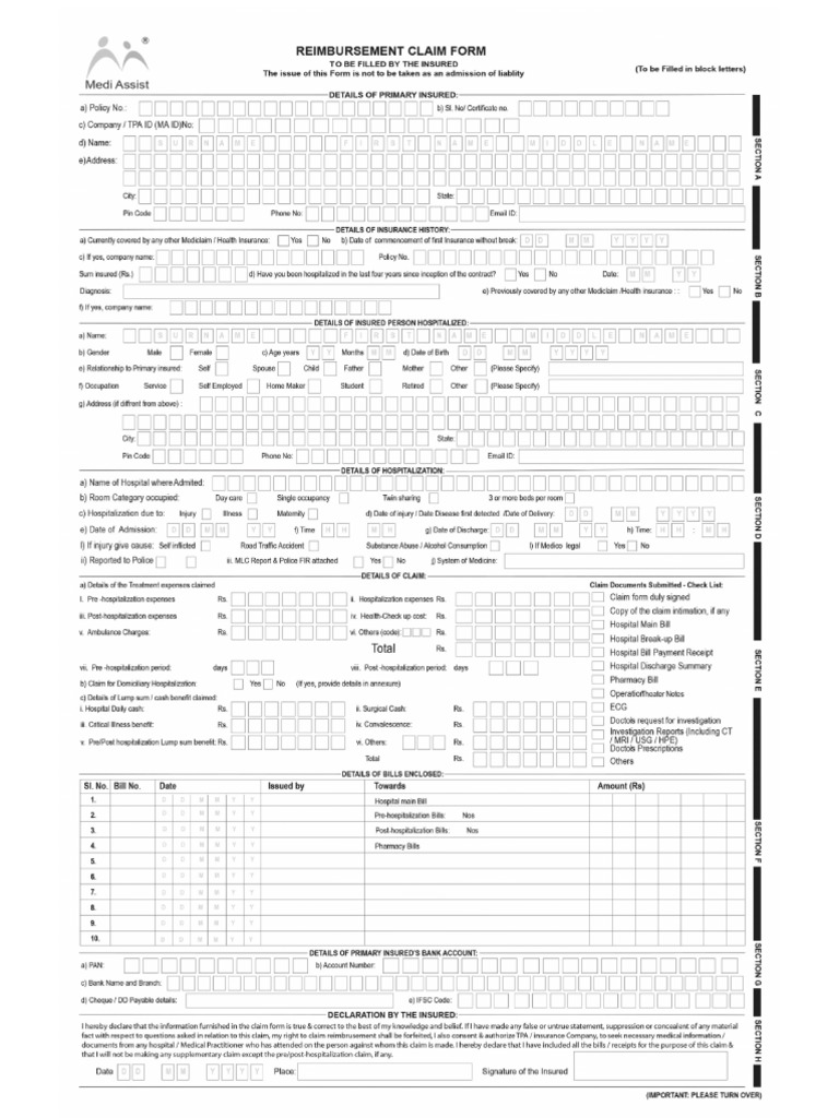 Reimbursement-claim-Form - PDF A and B | PDF