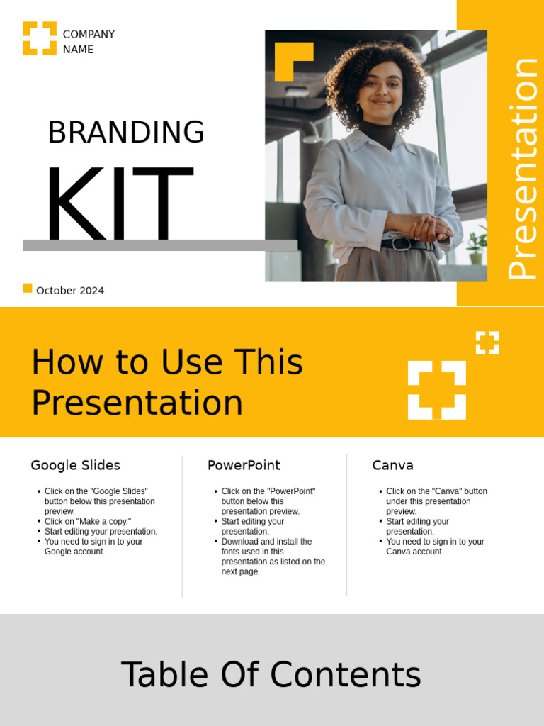 Yellow and Black Minimal Corporate Branding Kit Style Guidelines | PDF ...