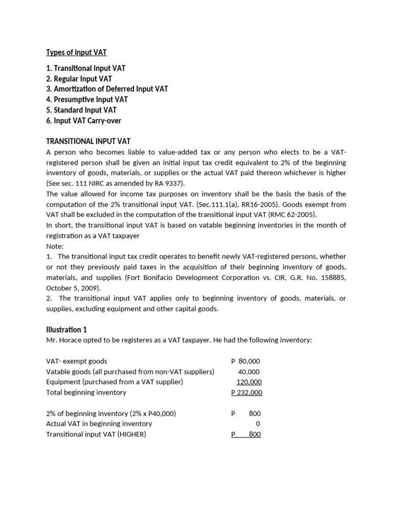 TYPEOF INPUT VAT Ella | PDF