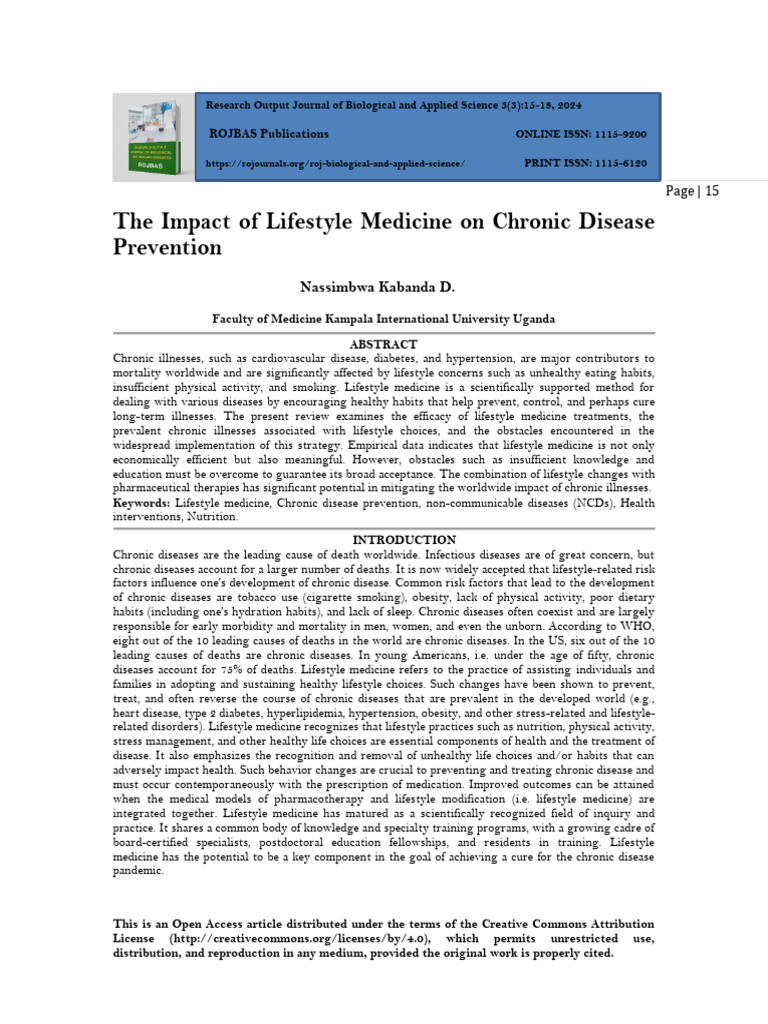 The Impact of Lifestyle Medicine On Chronic Disease Prevention (WWW ...