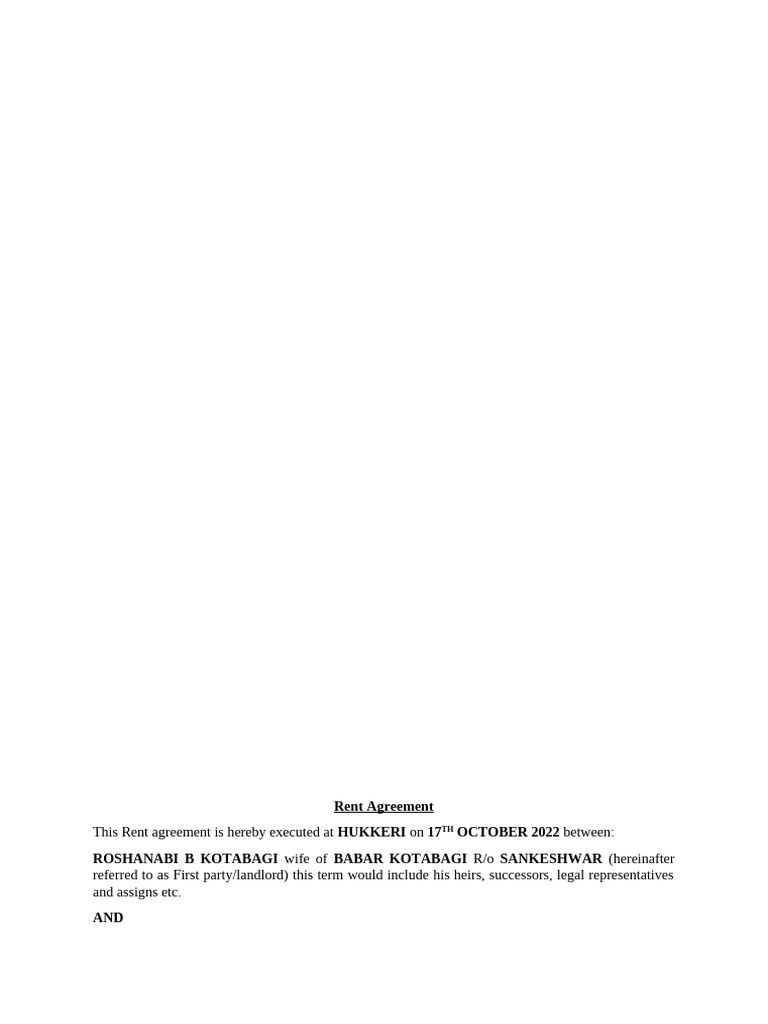 Rent Agreement - Draft | PDF