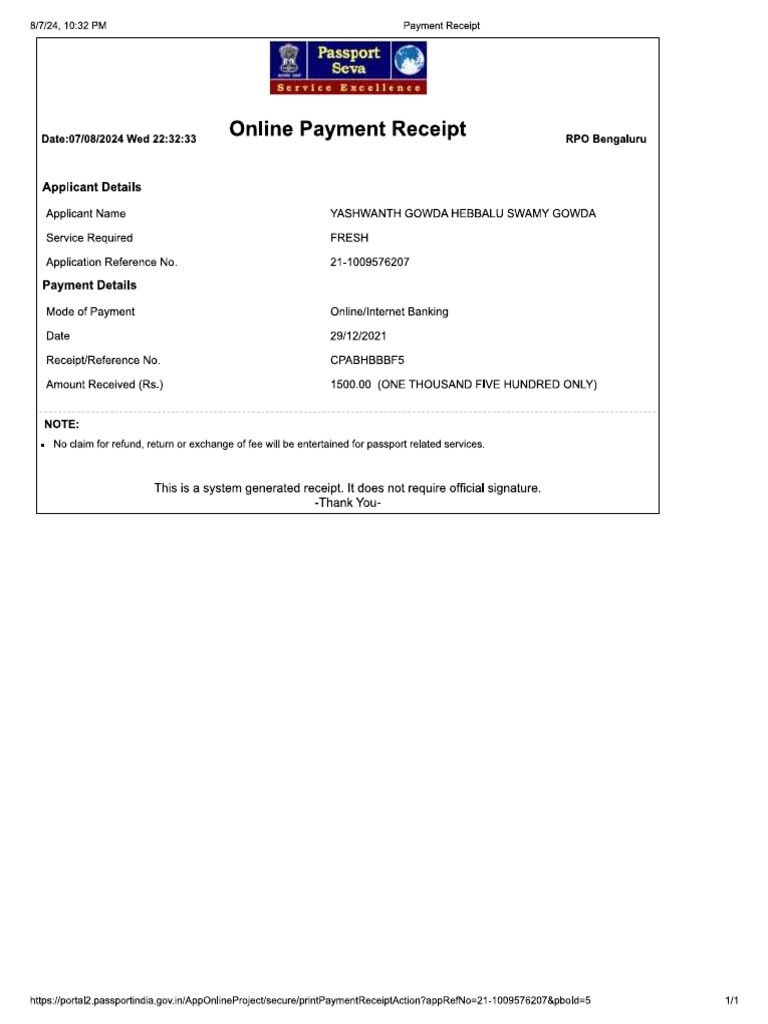 Payment Receipt | PDF