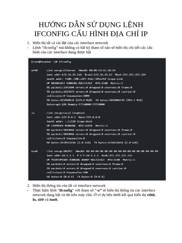 1.4 - Cấu Hình Interface Network Bằng Câu Lệnh IFCONFIG | PDF