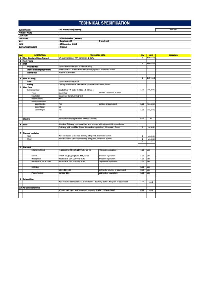 Spec. Office 40 FT | PDF