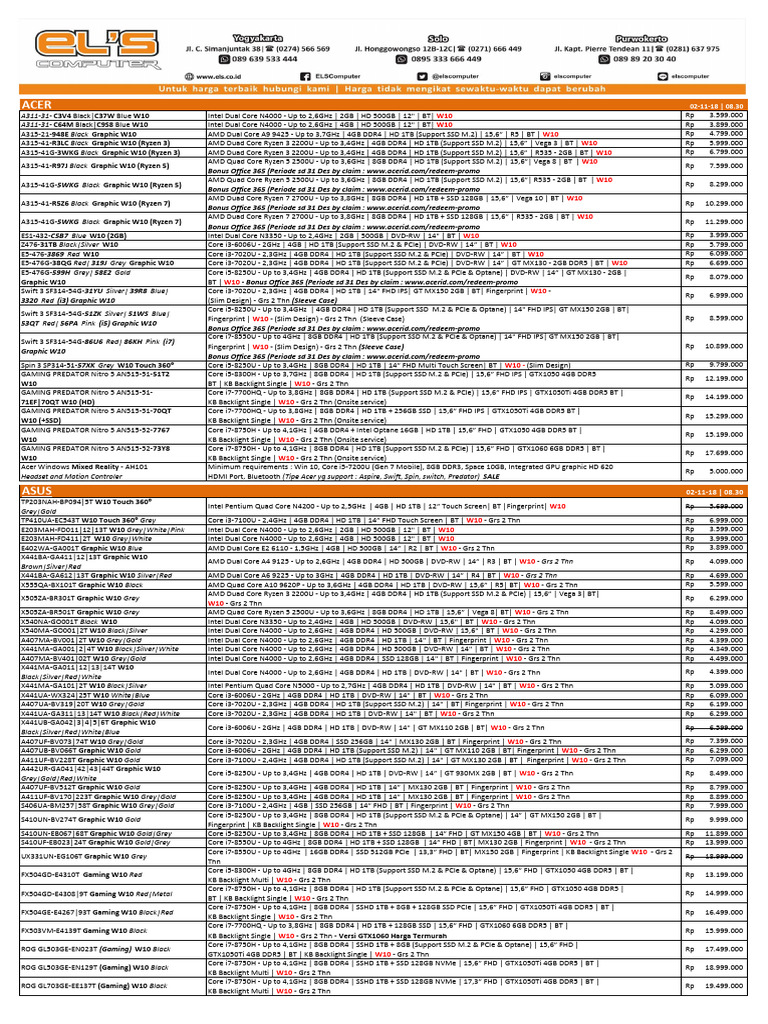 ELS Pricelist 02-November-18 | PDF