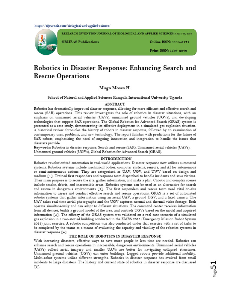 Robotics in Disaster Response Overview | PDF | Unmanned Aerial Vehicle ...