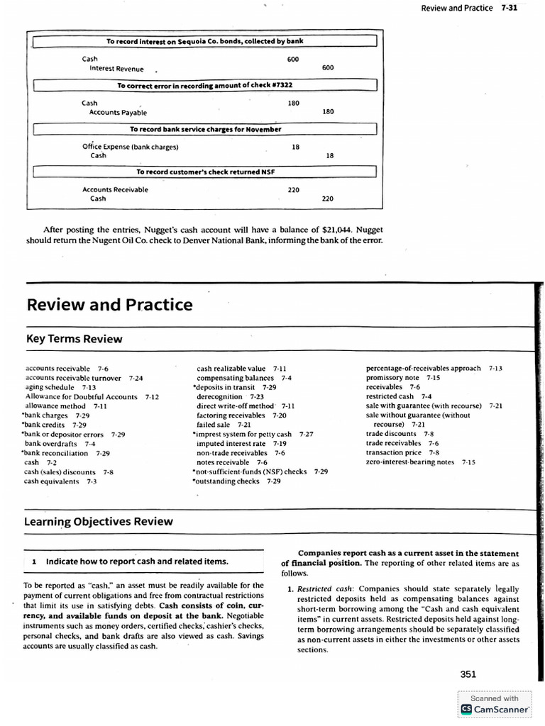 Cash & Receivables Exercises (KIESO) | PDF