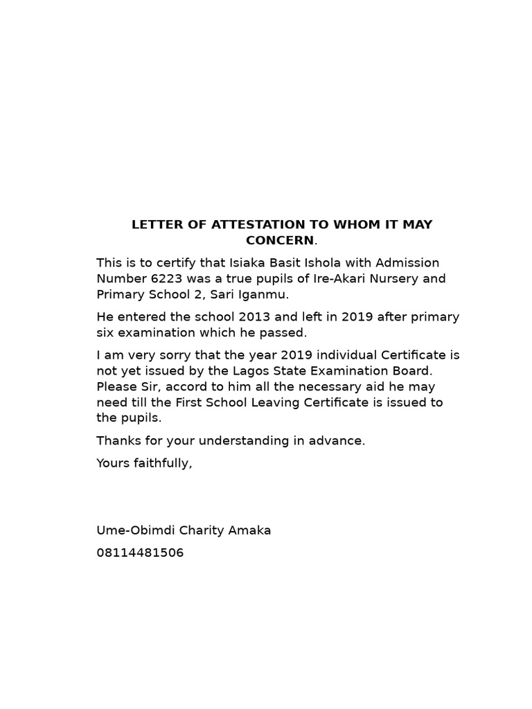 Letter of Attestation PDF