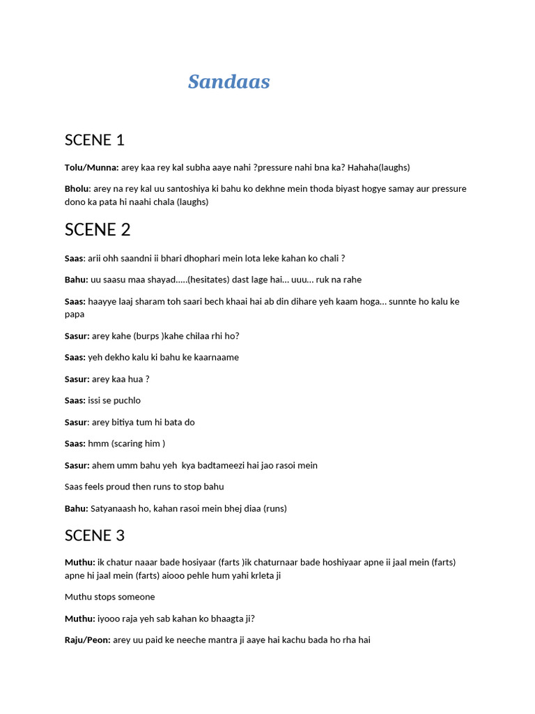 Sandaas Script Final | PDF