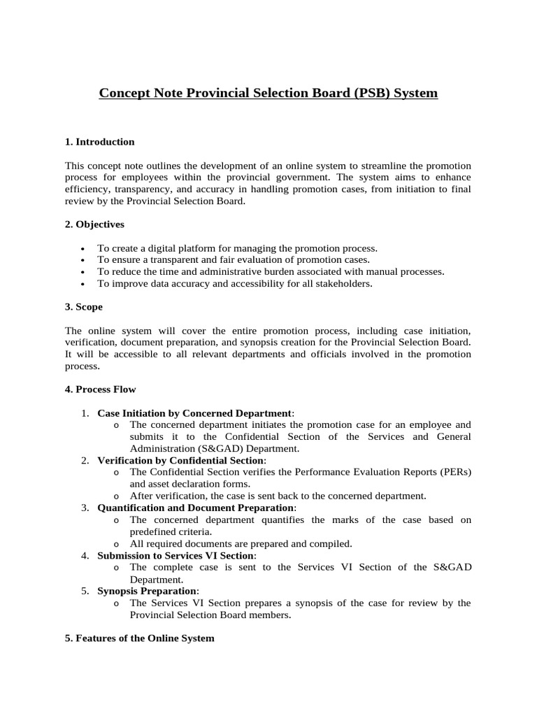Concept Note For PSB | PDF