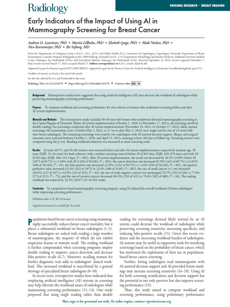 Lauritzen Et Al 2024 Early Indicators of The Impact of Using Ai in ...