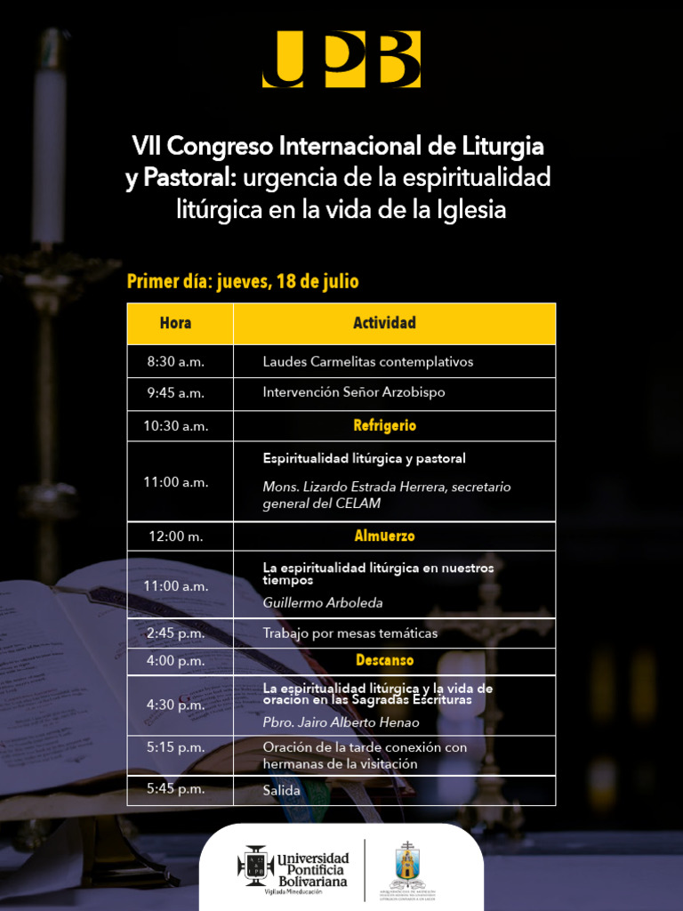 Agenda VII Congreso Internacional de Espiritualidad Litu Rgica | PDF ...