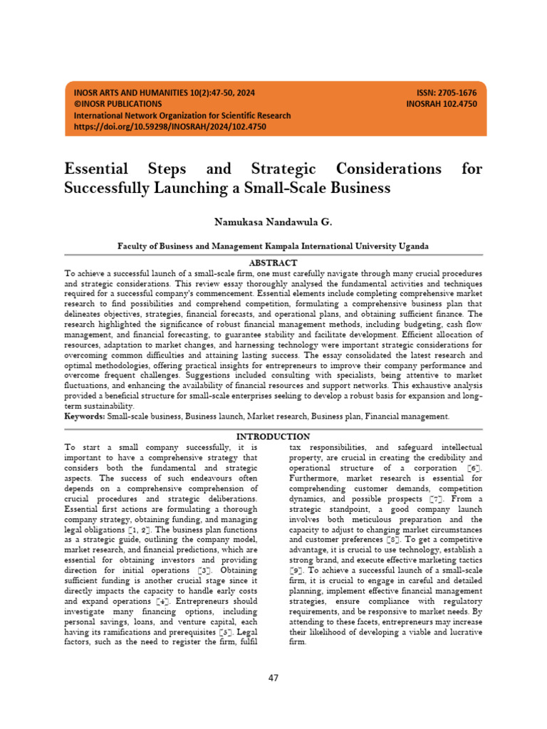 Essential Steps for Small Business Launch | PDF | Entrepreneurship ...