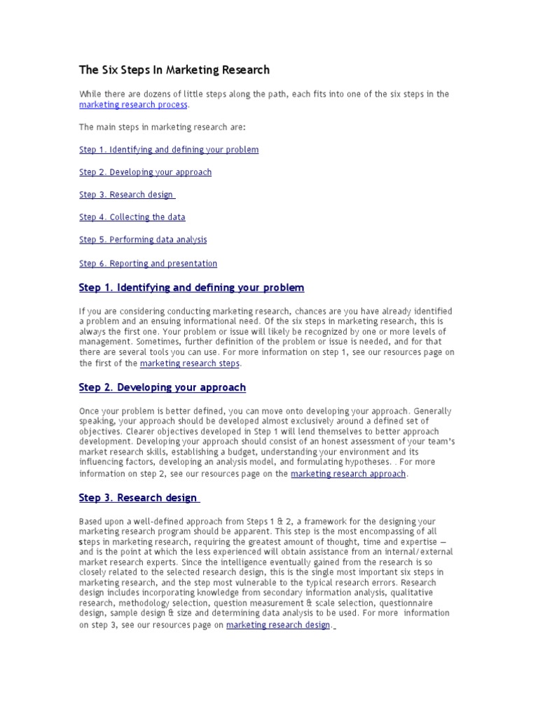 Six Steps in Marketing Research Process | PDF | Marketing Research ...