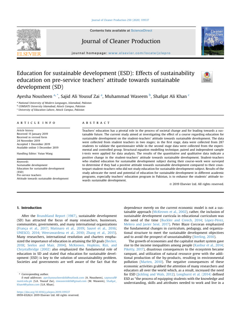 Sustainability Approach To Climate Change Education | PDF