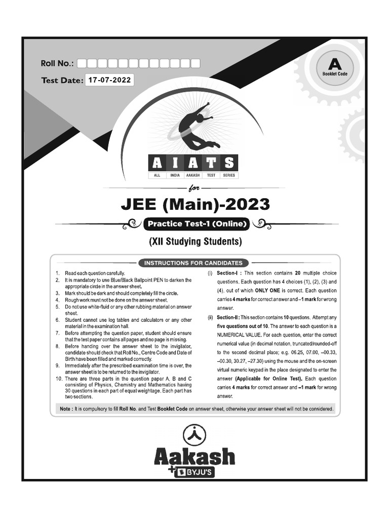 Practice test 1 aiats jee m 2023 code a 17 07 2022 pdf