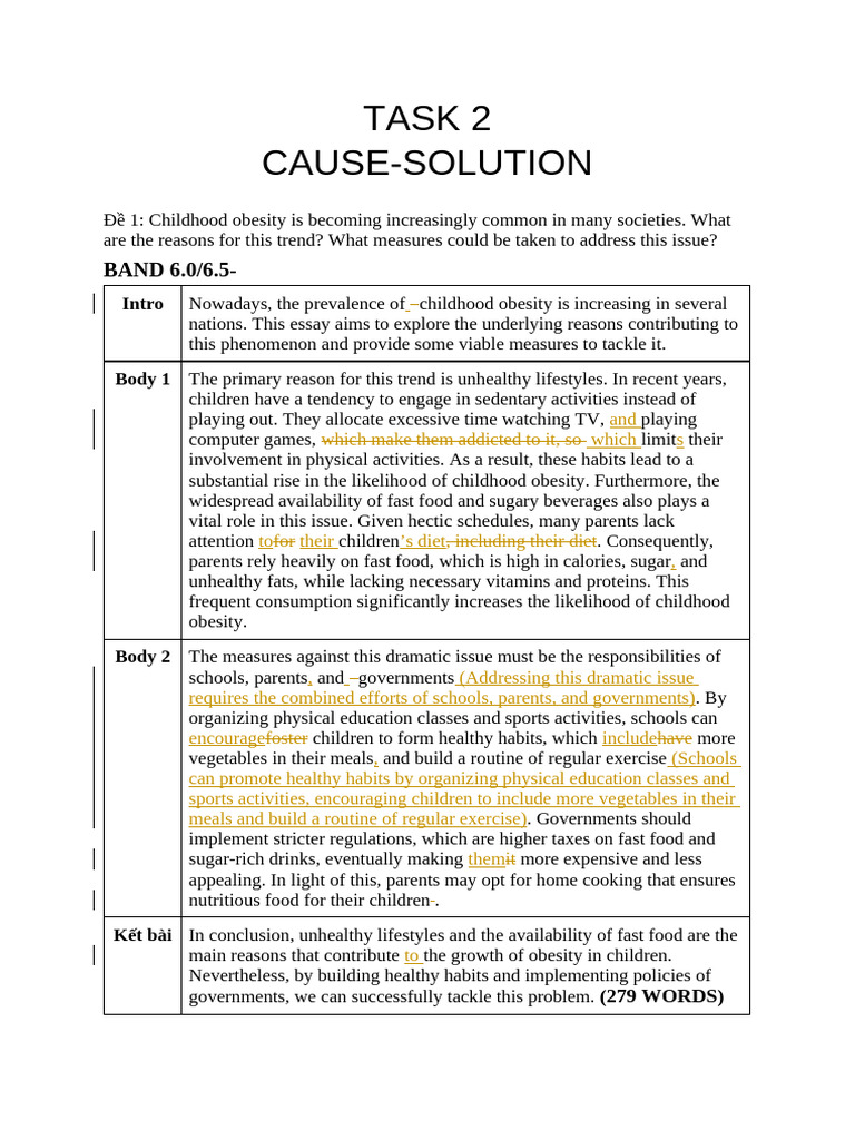 Task 2 Cause-Solution: BAND 6.0/6.5 | PDF
