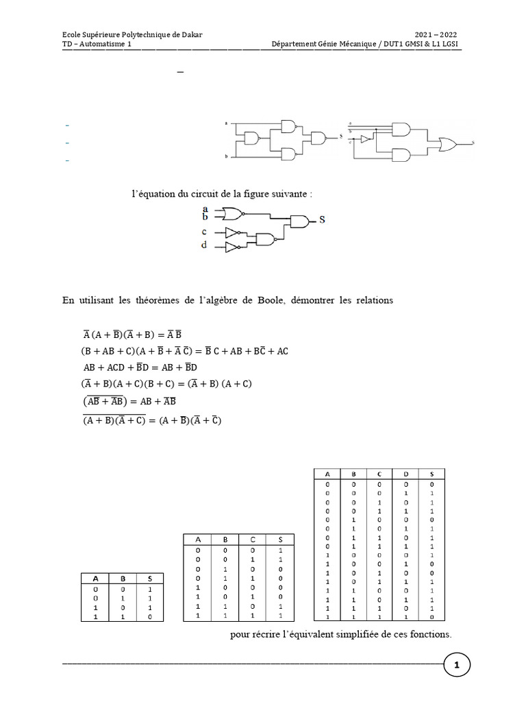 TD2 - Automatisme 1 | PDF