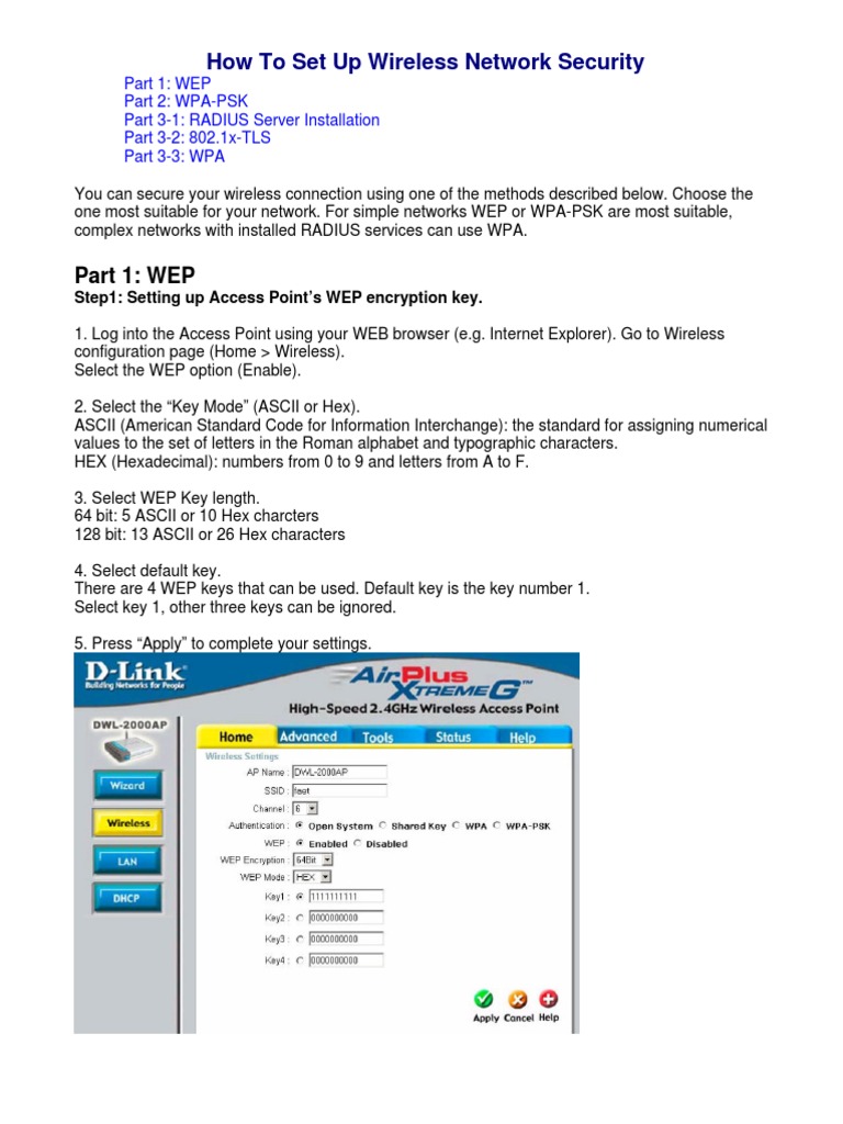Wireless Network Security Setup Guide | PDF | Wireless Access Point ...