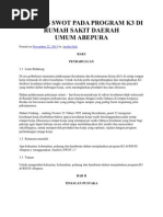 Download Analisis Swot Pada Program k3 Di Rumah Sakit Daerah Umum by Pradith Teguh Wijonarko SN77119491 doc pdf