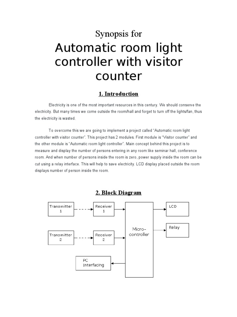 Synopsis For Automatic Room Light Controller | PDF | Infrared ...