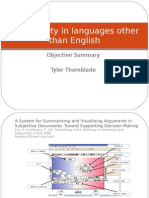 Subjectivity in Languages Other Than English: Objective Summary Tyler Thornblade