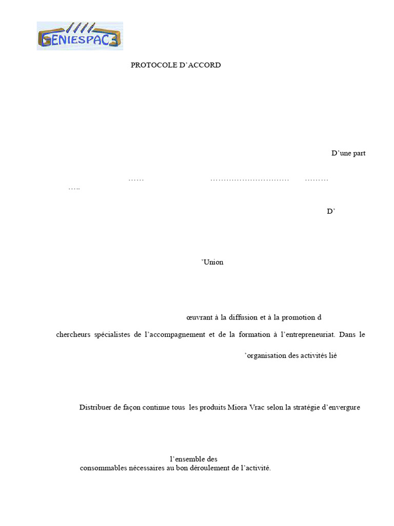 MOD LE DE PROTOCOLE D ACCORD EXEMPLE ET GUIDE PRATIQUE visual data 2