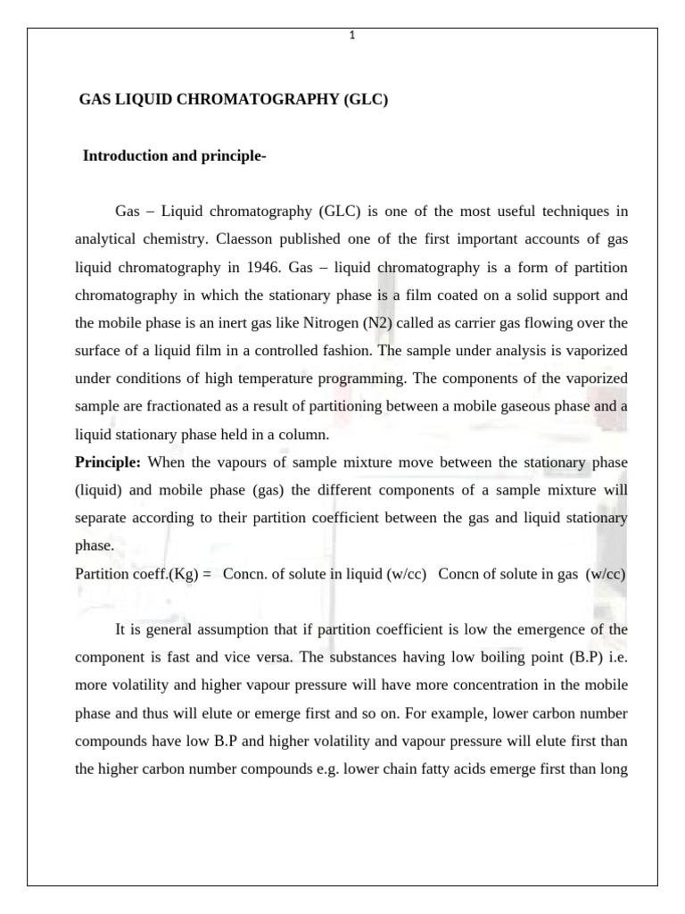 Principles of Gas-Liquid Chromatography | PDF | Gas Chromatography ...