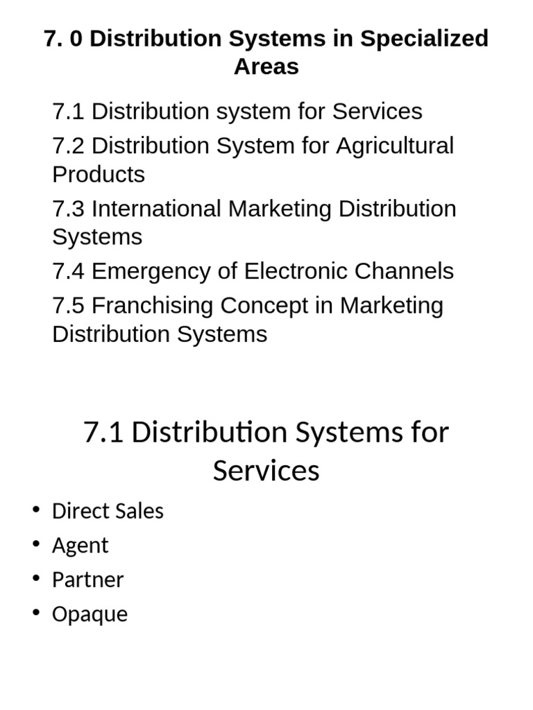 T7. Marketing Distribution Systems in Specialized Areas | PDF
