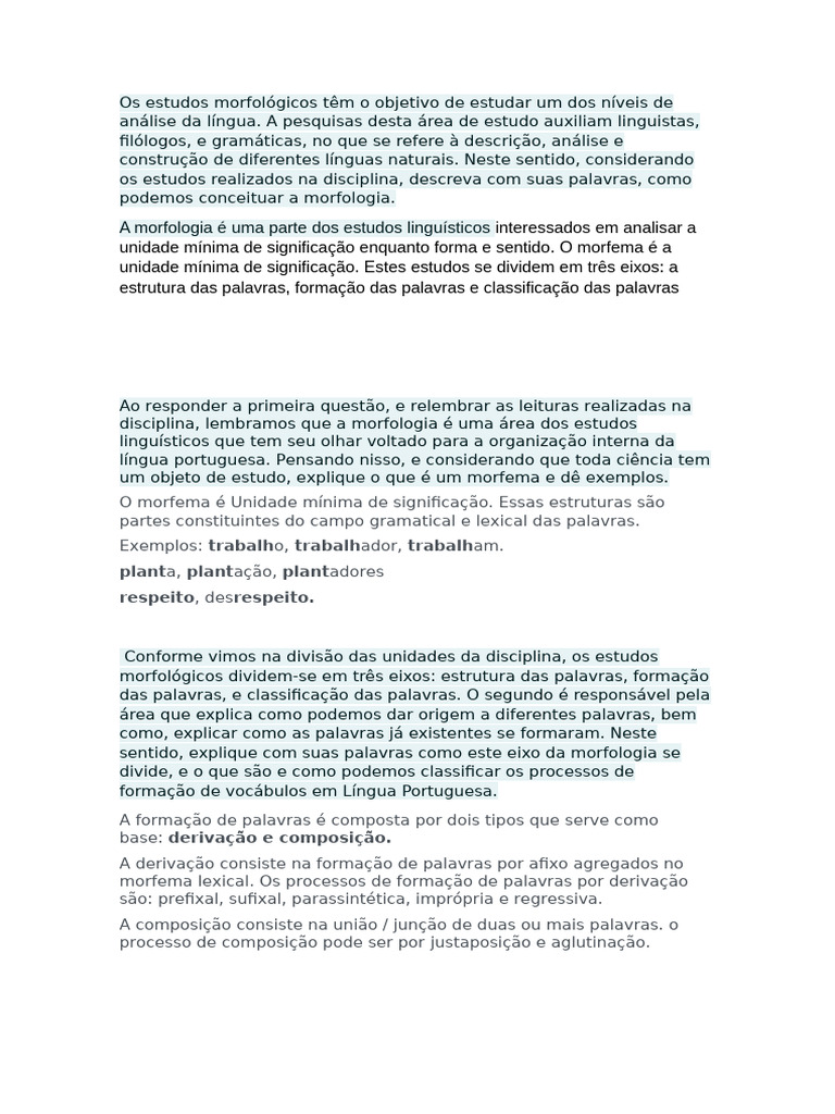 Estudo da Morfologia Linguística | PDF | Palavra | Linguística