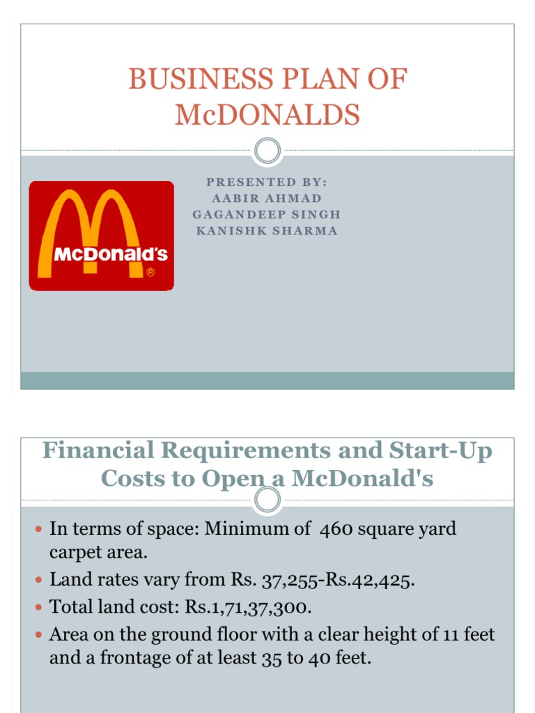 mcdonald's franchise business plan pdf