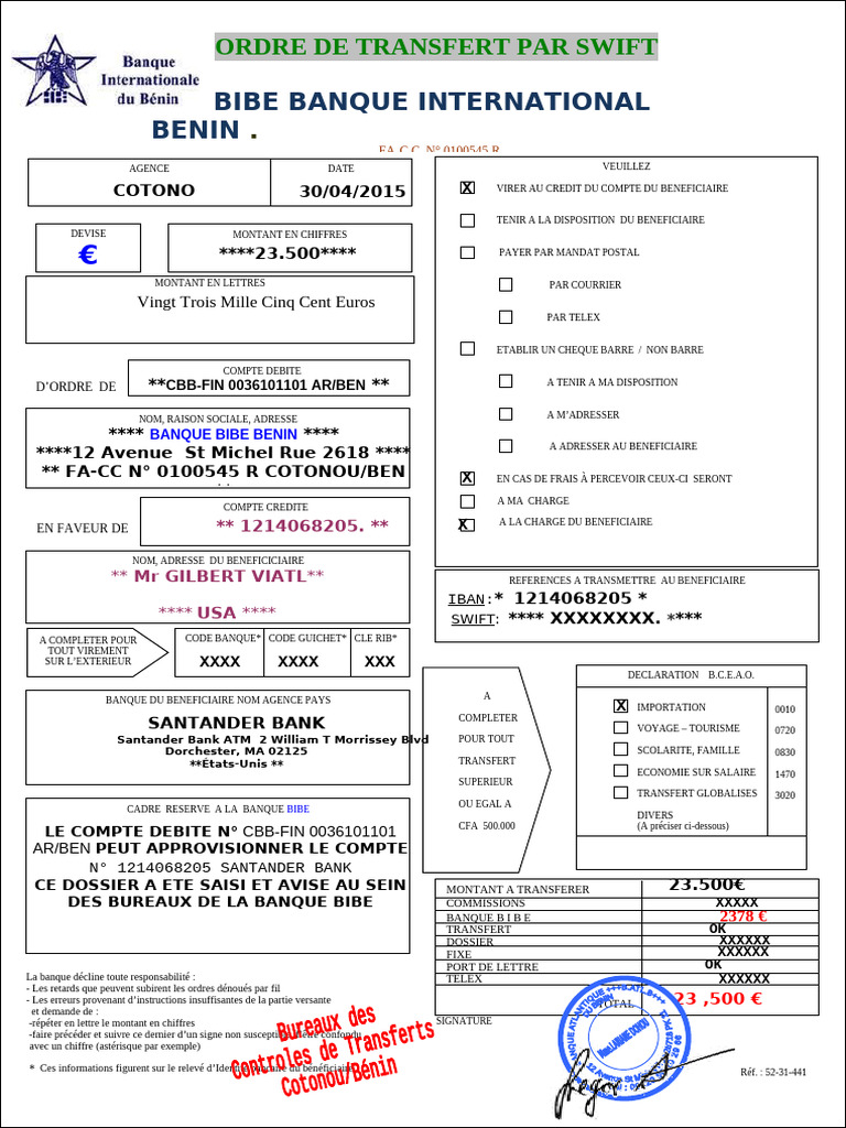 Attestation de Virement | PDF