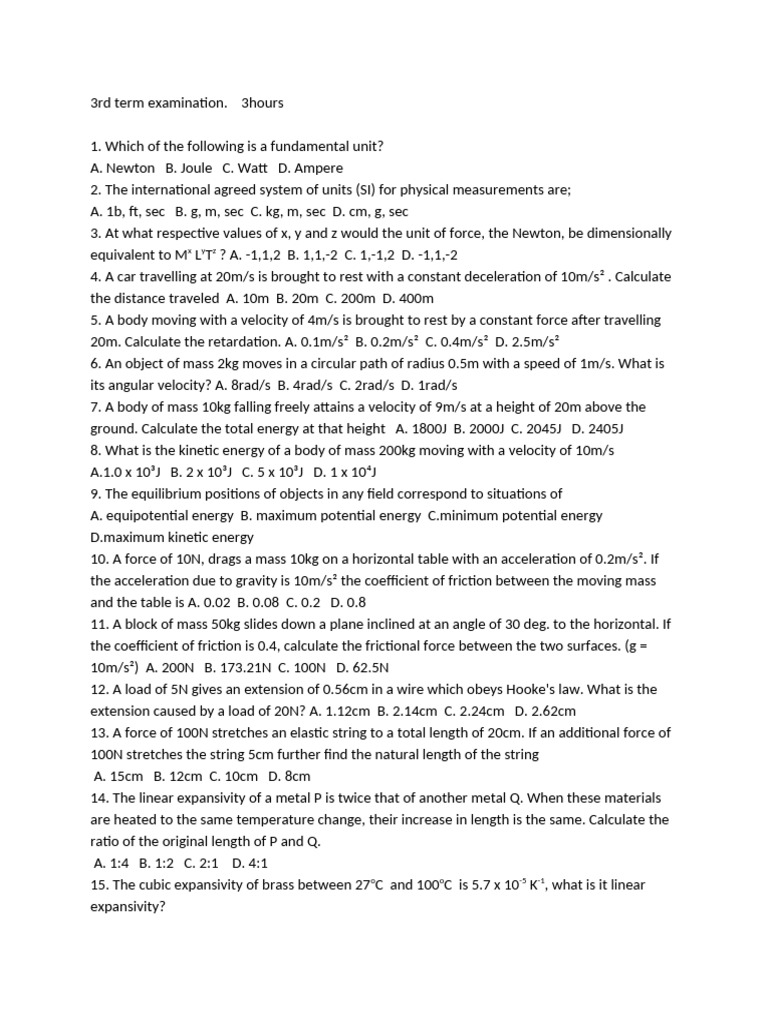 SS 1 Phy 3rd Term | PDF
