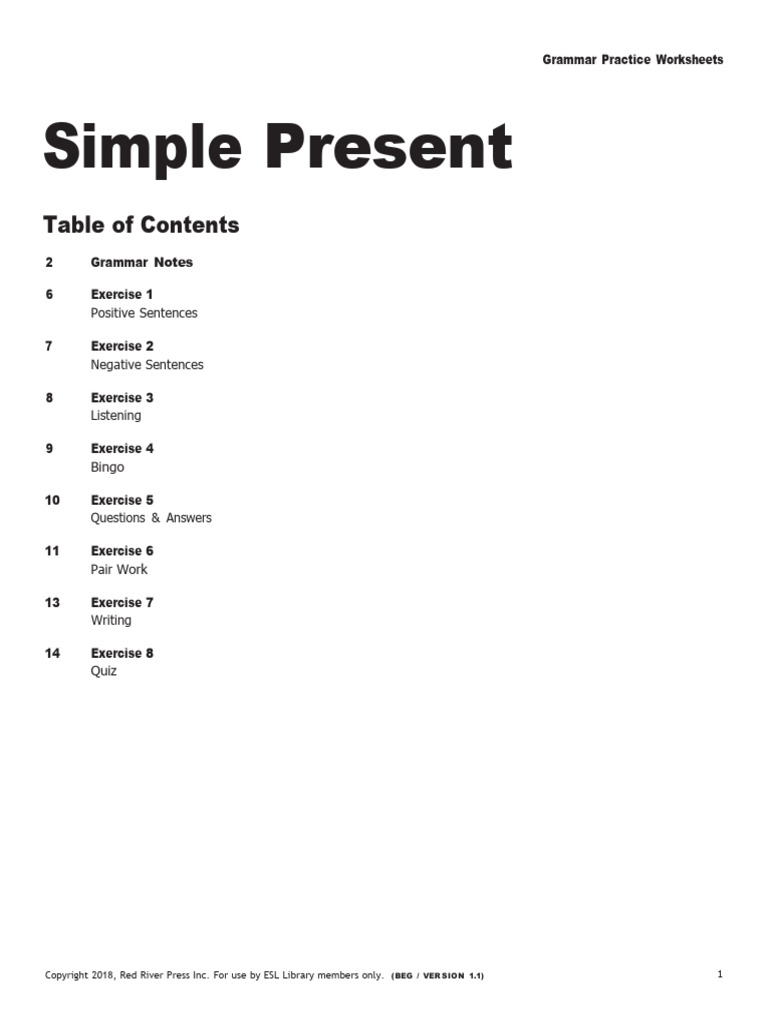 Simple Present Worksheets1234 | PDF