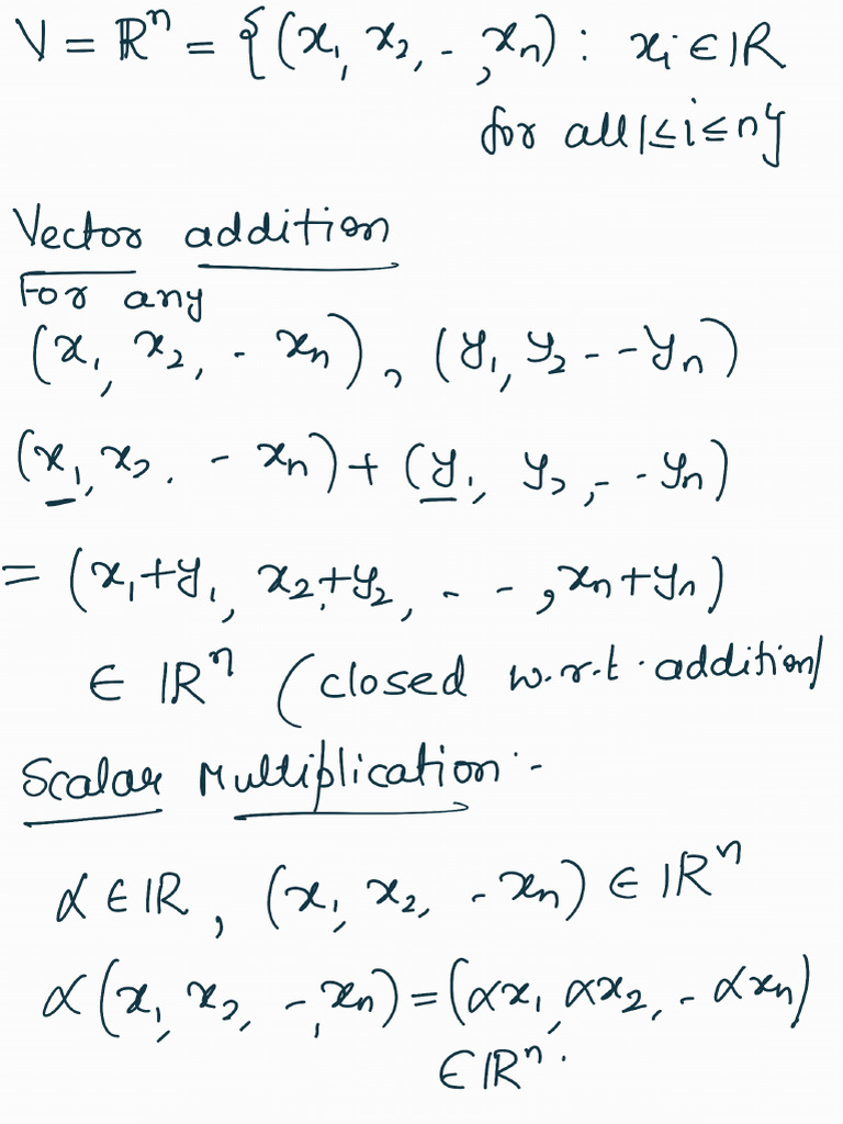 Class Notes Vector Spaces Pdf