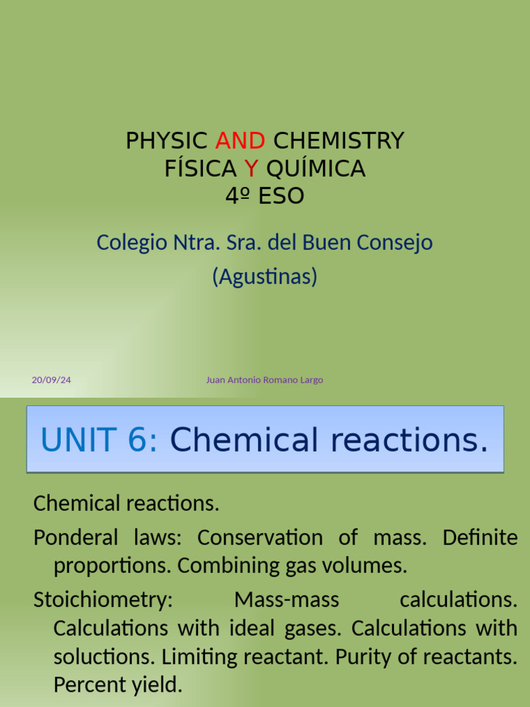 UNIT 6. - Chemical Reactions | PDF