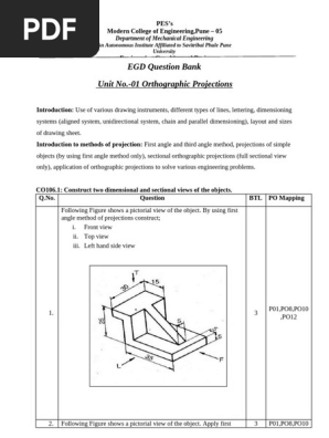EGD Question Bank Orthographic Projections