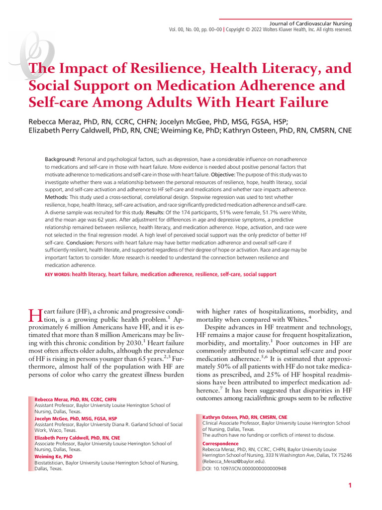 The Impact of Resilience Health Literacy | PDF