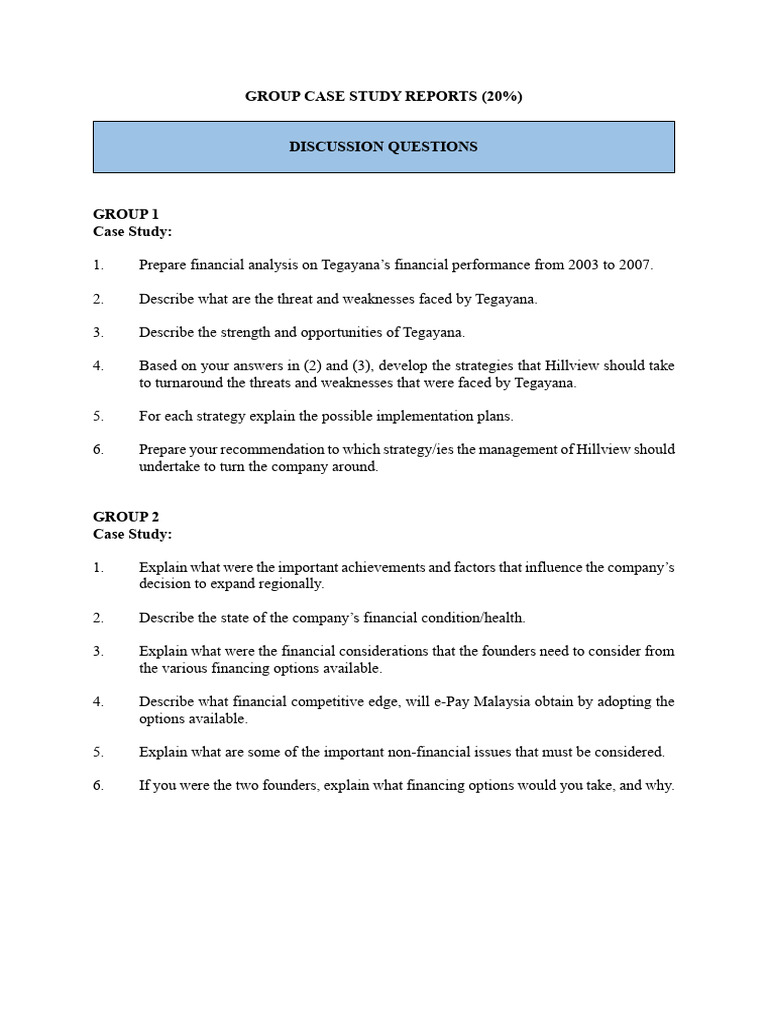 ACC7102 Case Study Report QUESTIONS 092024 | PDF