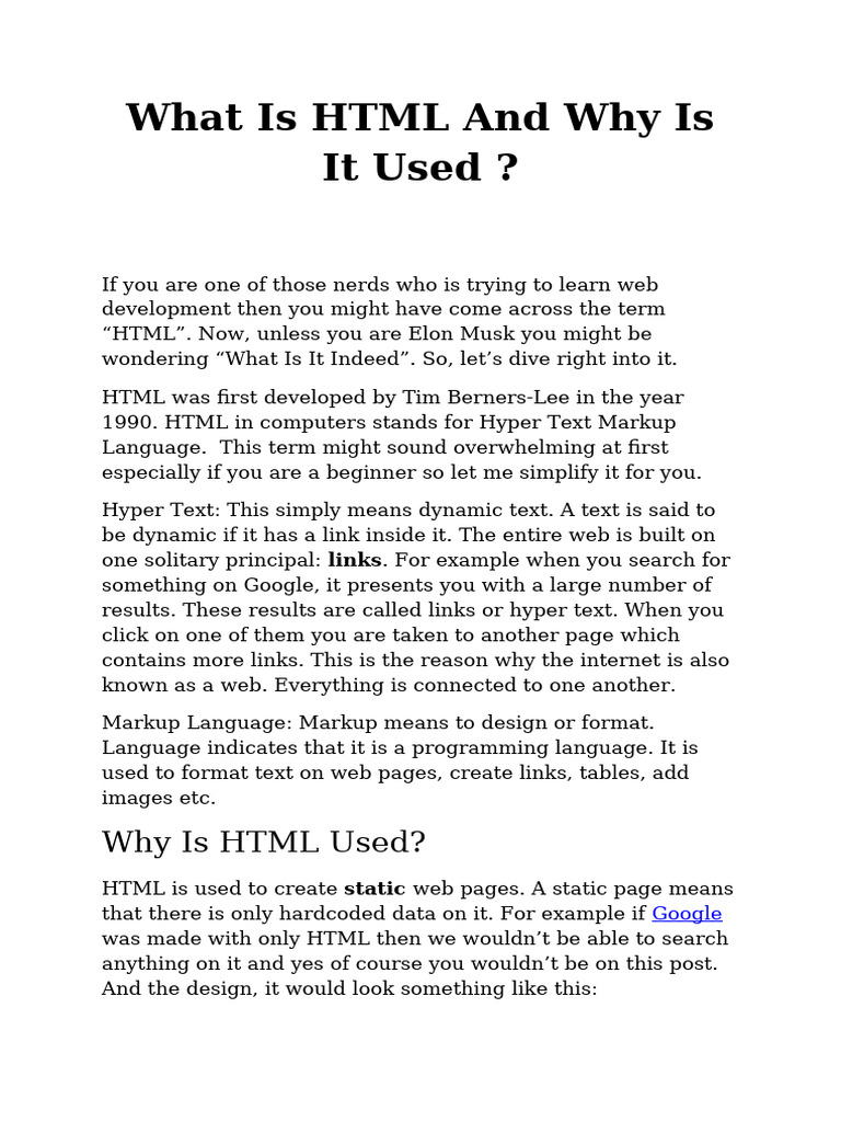 What Is HTML and Why Is It Used - BP1 | PDF