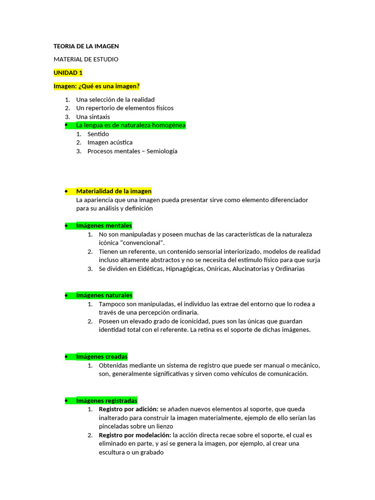 Teoria de La Imagen Material de Estudio | PDF